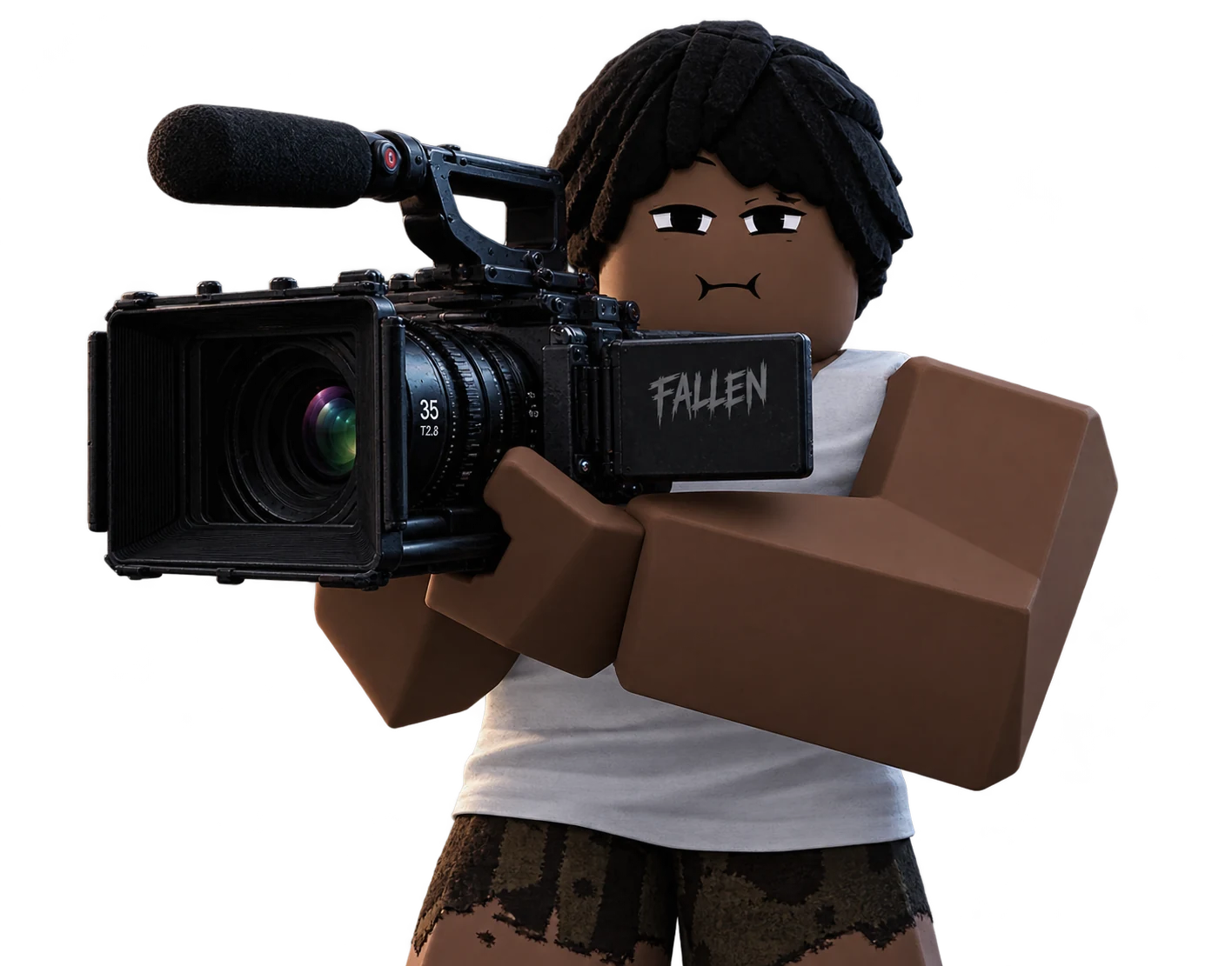 Fallen character holding a camera